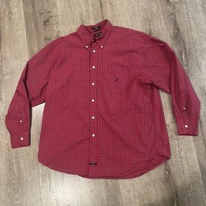 Nautica Button Down Shirt Red Mens XL Long Sleeve